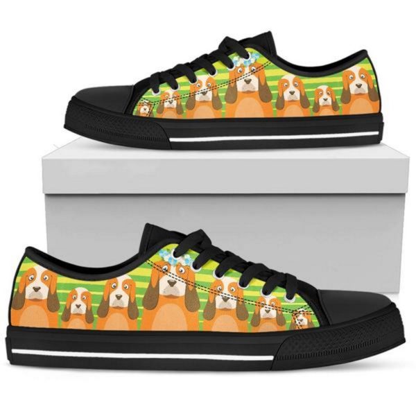 Basset Hound Cute Dog Low Top Shoes - Women's Shoes - Green