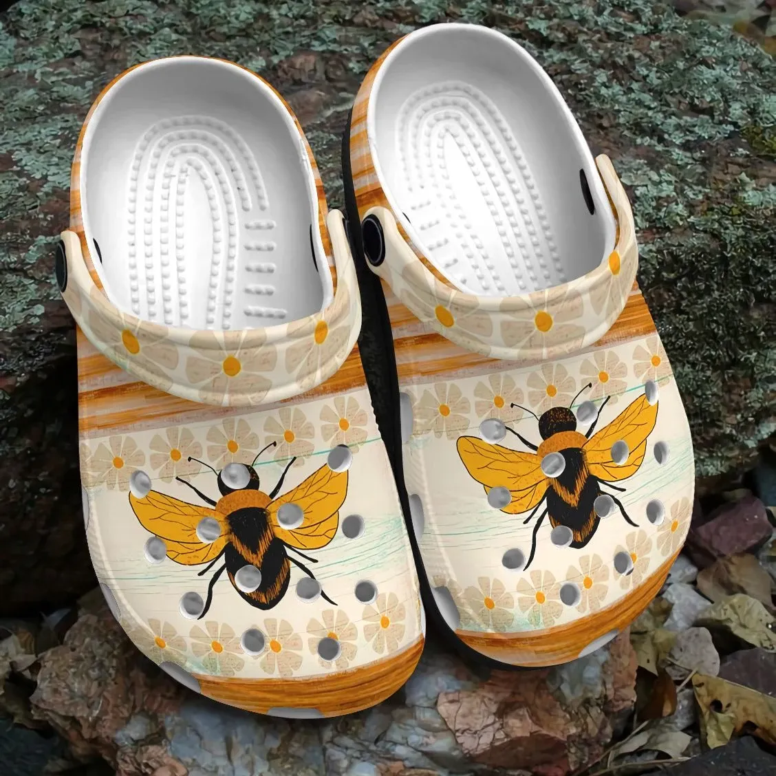 Bee Fashionstyle Flower Unisex Clog Shoes - Clog Shoes - Yellow