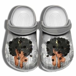 Birthday Gifts Black Girl Black Queen Unisex Clog Shoes-Clog Shoes-White