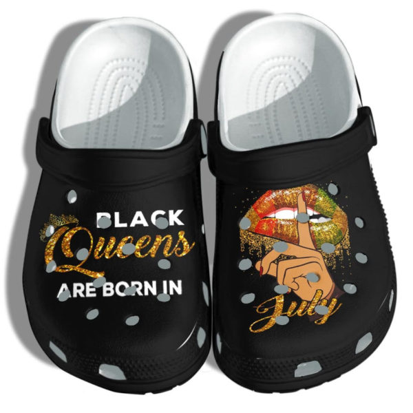 Black Queen July Birthday Shoes Merch Gifts Black Girl Lips Shoes-Clog Shoes-Black