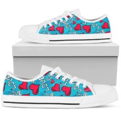 Blue Love Hearts Gift For Valentine Low Top Shoes - Men's Shoes - Blue