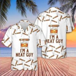 Bourbon Whiskey I'm A Neat Guy Hawaiian Shirt - Short-Sleeve Hawaiian Shirt - White