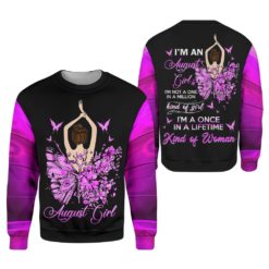 Butterfly August Girl Birthday Gift 3D All Over Print Shirt - 3D Sweatshirt - Purple