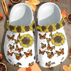 Butterfly Sunflower Be Kind For Men And Women Clog Shoes - Clog Shoes - White