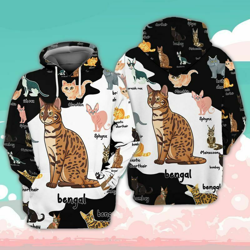 Cat Breed Dictionary Cat Lover All Over Print 3D Hoodie - 3D Hoodie - Black