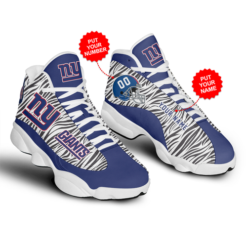 Customized Name New York Giants Air Jordan 13 Shoes - Men's Air Jordan 13 - Blue