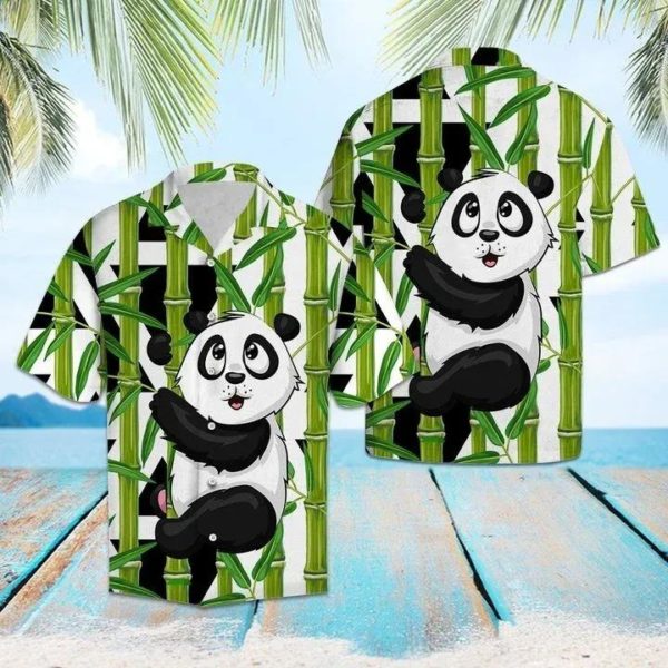 Cute Panda Bamboo Forest Hawaiian Shirt - Short-Sleeve Hawaiian Shirt - Green