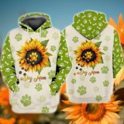 Dog Mom Sunflower And Paws All Over Print 3D Hoodie - 3D Hoodie - Green