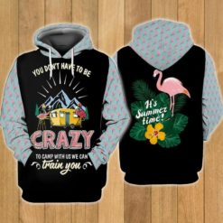 Flamingo Camping You Don't Have To Be Crazy To Camp With Us We Can Train You All Over Print 3D Hoodie - 3D Hoodie - Black