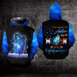 I Love Some One With Autism To The Moon Autism 3D Hoodie - 3D Hoodie - Black