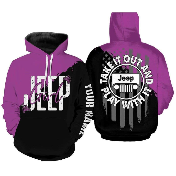 Jeep Girl Take It Out And Play With It Jeep Lover All Over Print 3D Hoodie - 3D Hoodie - Purple