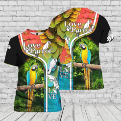 Love Parrot All Over Print 3D Shirt - 3D T-Shirt - Blue
