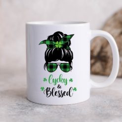 Lucky & Blessed Girl Happy Patrick's Day Coffee Mug - Mug 11oz - White