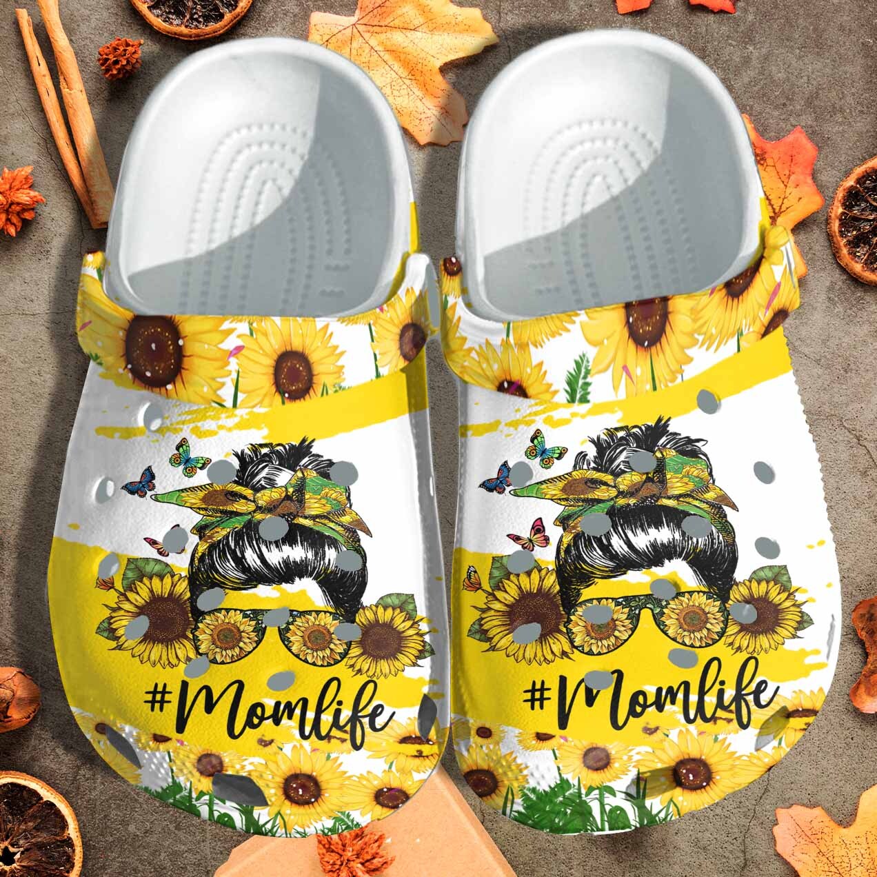 Mom Life Sunflower Girl Mother's Day Gift Clog Shoes  photo