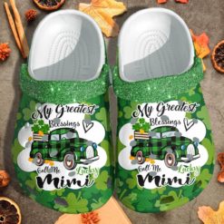 My Greatest Blessings Call Me Mimi Patrick's Day Gift Clog Shoes - Clog Shoes - Green