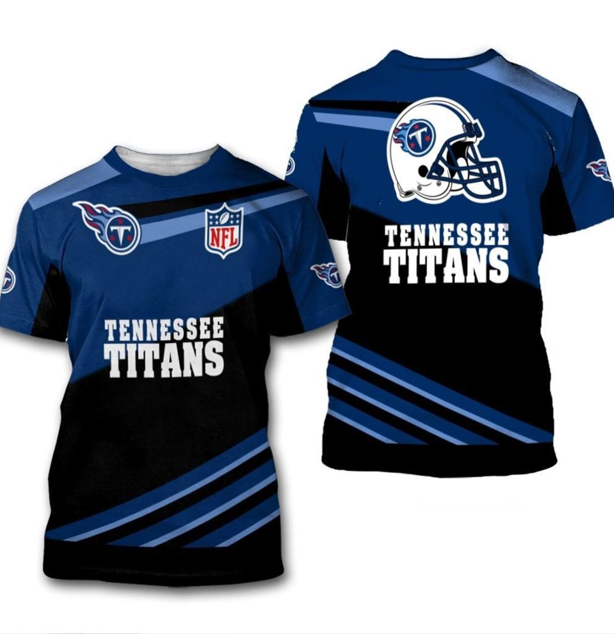 NFL Team Tennessee Titans 3D T-Shirt. - 3D T-Shirt - Black