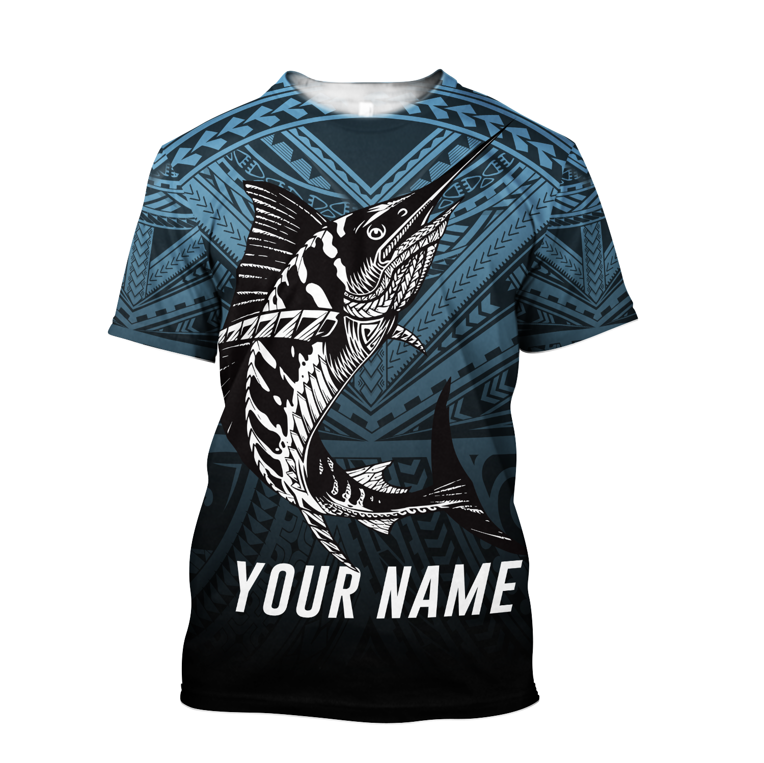 Personalized Name Amazing Polynesian Go Fishing All Over Print 3D Shirt - 3D T-Shirt - Blue