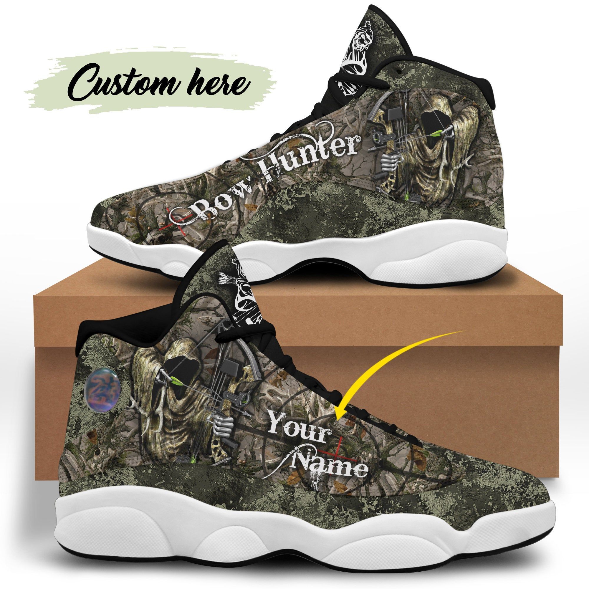 Personalized Name Bow Hunting Air Jordan Shoes Best Gift For Father's Day photo