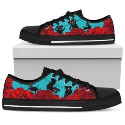 Pet Lover Cute Pug And Flower Low Top Shoes - Women's Shoes - Red