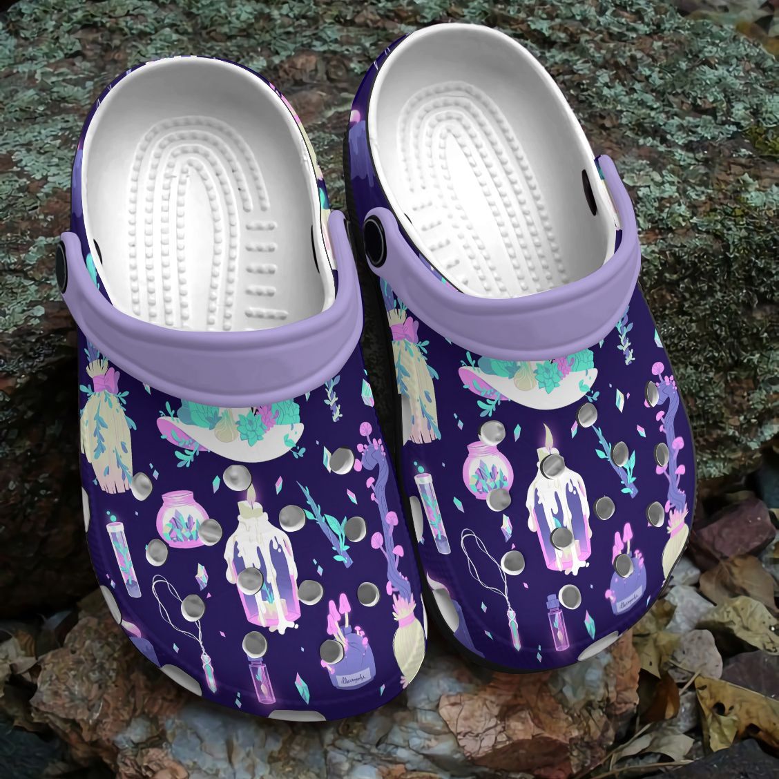Purple Wicca Unisex Clog Shoes For Men And Women - Clog Shoes - Purple