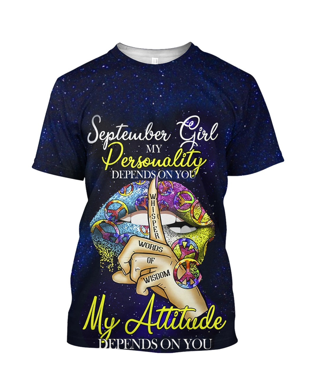 September Girl My Attitude Depend On You 3D T-shit Hoodie Zip Hoodie - 3D T-Shirt - Navy
