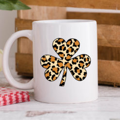Shamrock Leopard Happy Patrick's Day Coffee Mug - Mug 15oz - White