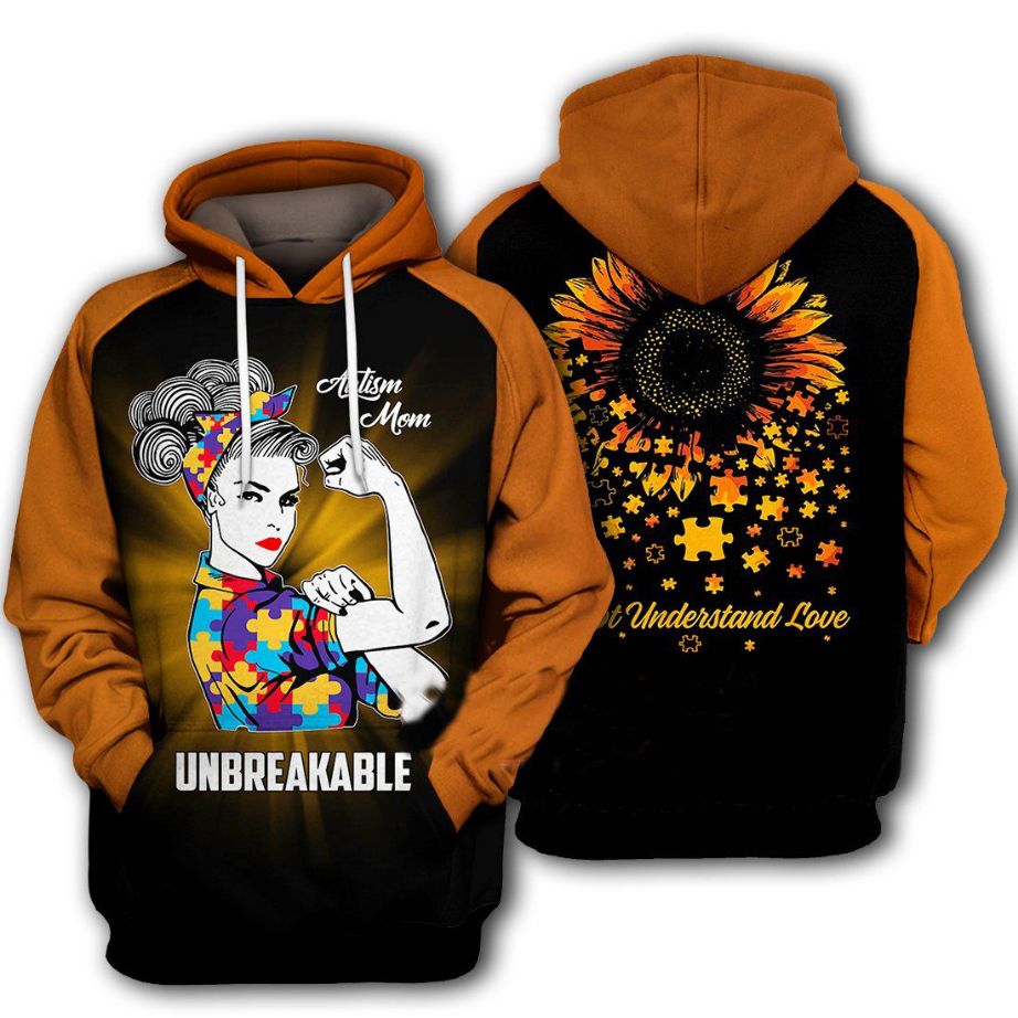 Sunflower Autism Mom Unbreakable 3D Hoodie - 3D Hoodie - Black