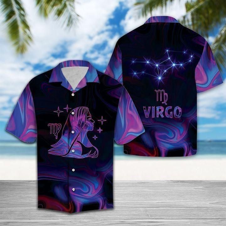 Virgo Horoscope Zodiac Aloha Hawaiian Shirt - Short-Sleeve Hawaiian Shirt - Purple