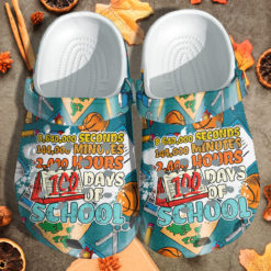 2400 Hours 100 Days Of School Leopard Clog Shoes - Clog Shoes - Blue