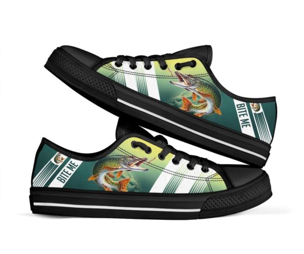 Bite Me Fishing Lover Low Top Shoes - Men's Shoes - Green