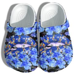 Blue Lip With Puzzle Autism Awareness Clog Shoes - Clog Shoes - Blue
