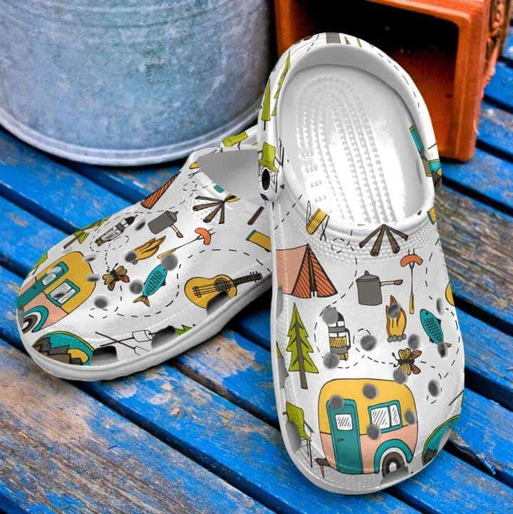 Camping Pattern Unisex Clog Shoes For Men And Women photo