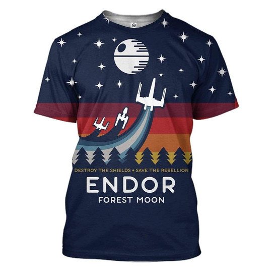 Forest Moon Endor All Over Print 3D T-Shirt Hoodie Zip Hoodie - 3D T-Shirt - Navy