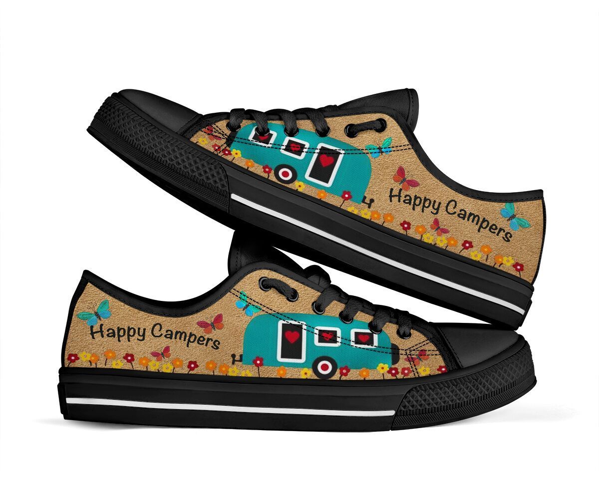 Happy Campers Camping Lover Low Top Shoes For Men And Women - Men's Shoes - Black