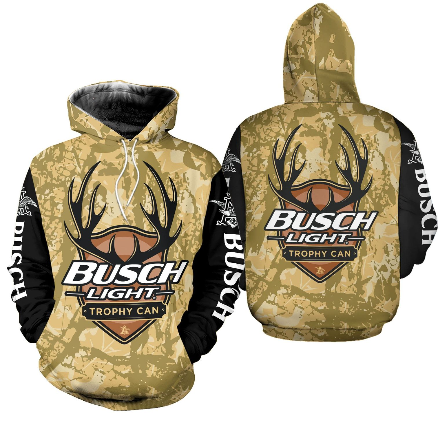 Hunting Lover Busch Light Deer Hunting 3D Hoodie - 3D Hoodie - Black