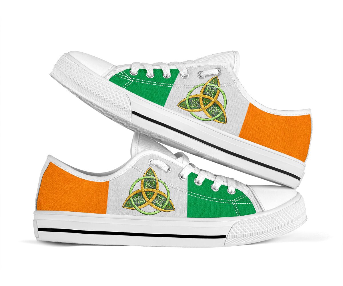 Irish Circle Happy Patrick's Day Low Top Shoes For Men And Women - Men's Shoes - White