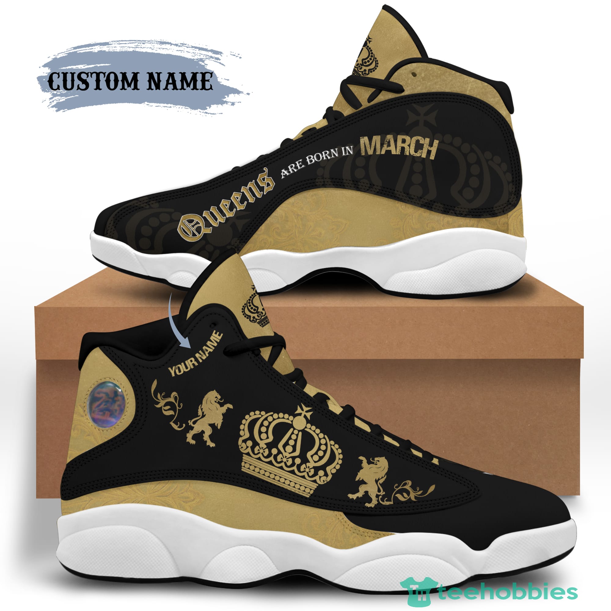 March Queen Birthday Gift Personalized Name Air Jordan 13 Shoes 196