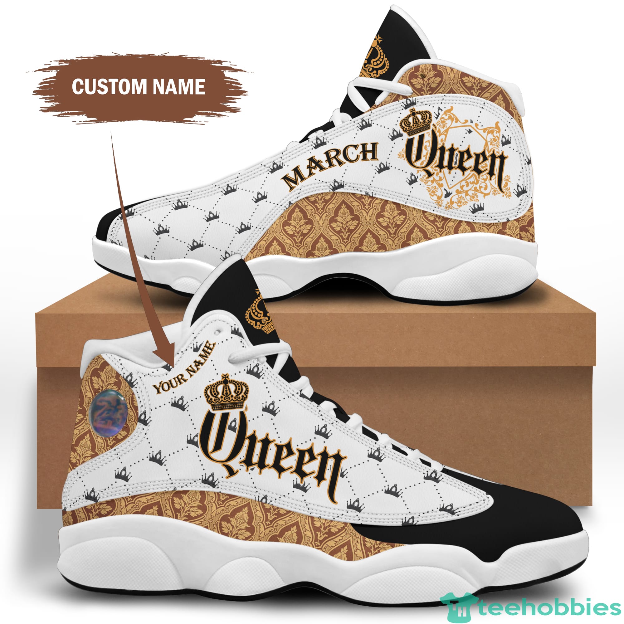 March Queen Birthday Gift Personalized Name Air Jordan 13 Shoes 33