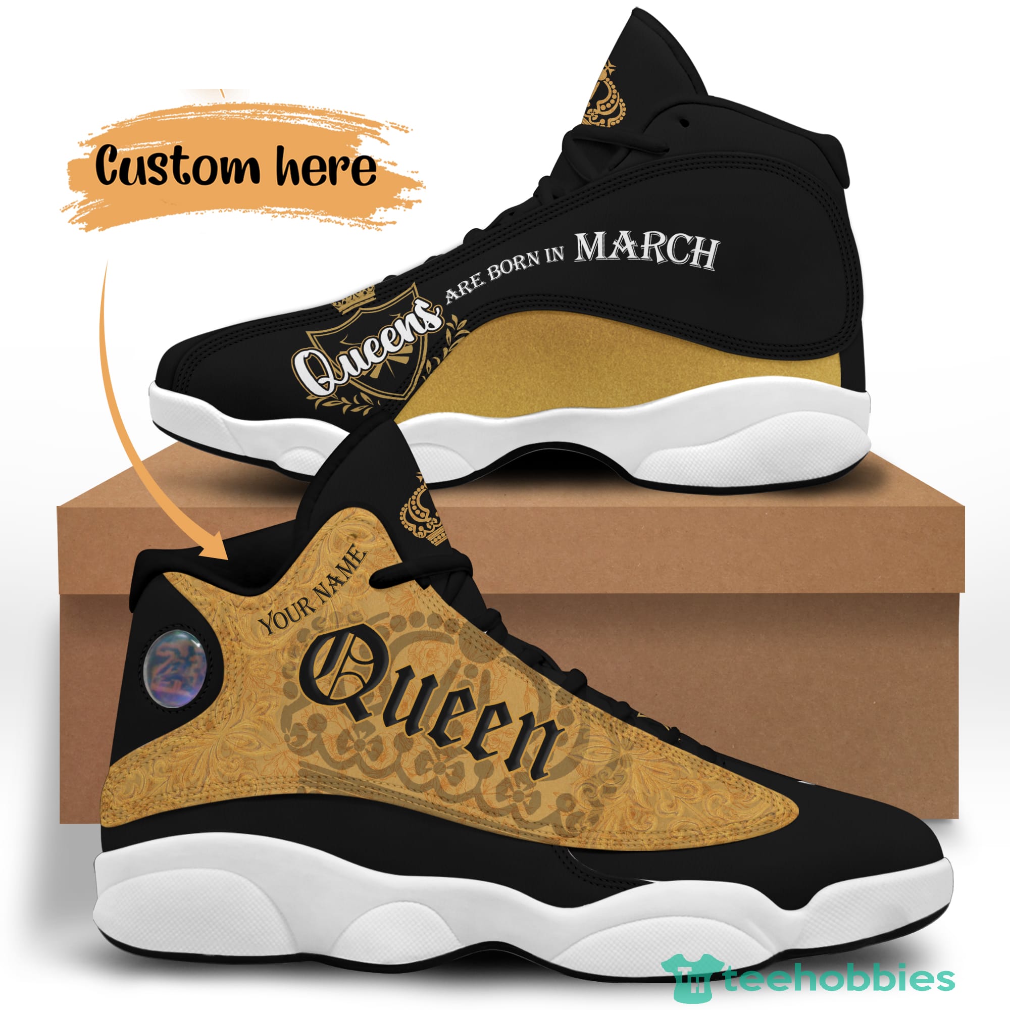 March Queen Birthday Gift Personalized Name Air Jordan 13 Shoes 64