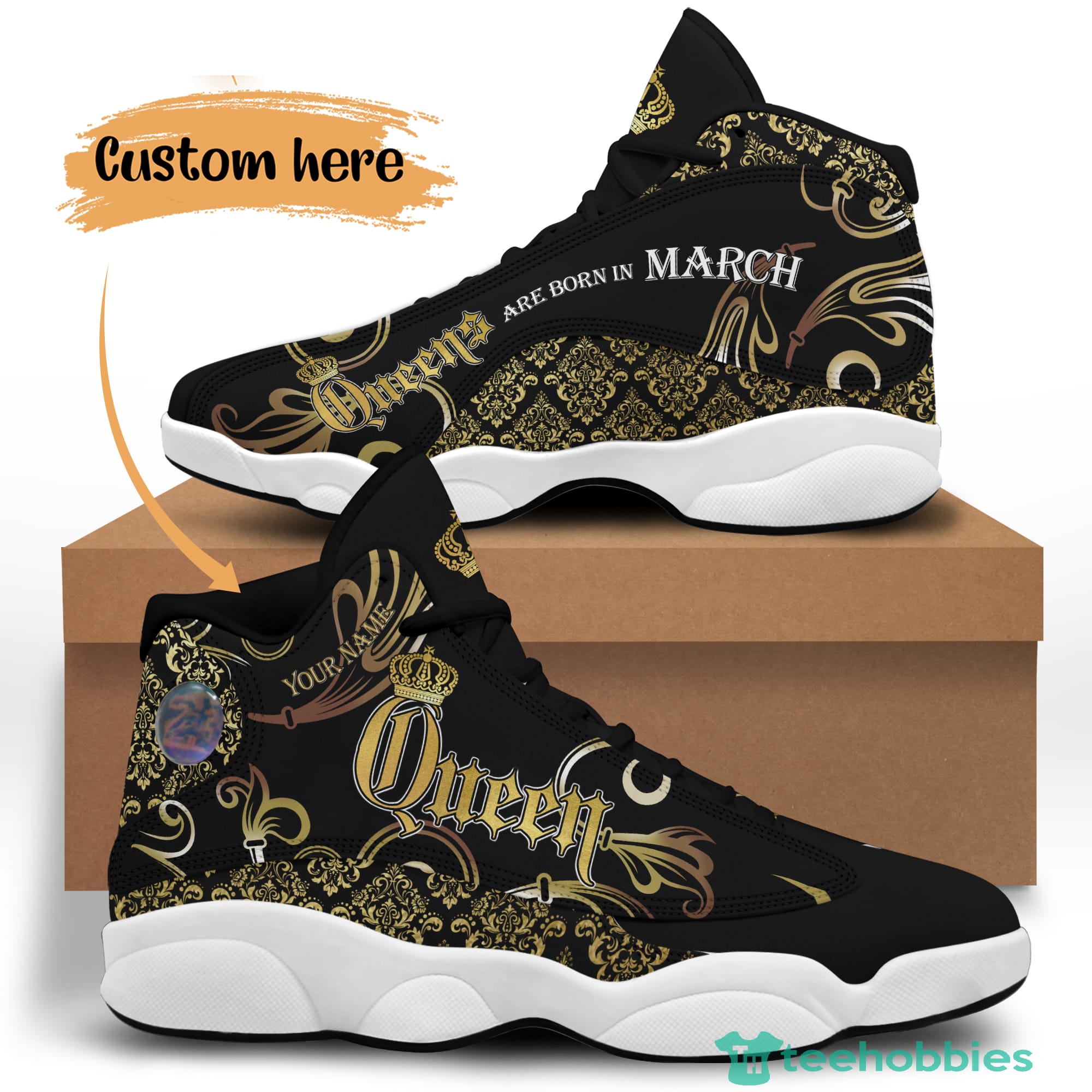 March Queen Birthday Gift Personalized Name Air Jordan 13 Shoes 65
