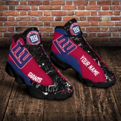 New York Giants Personalized Name Air Jordan 13 Shoes - Men's Air Jordan 13 - Black