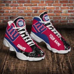 New York Giants Personalized Name Air Jordan 13 Shoes - Men's Air Jordan 13 - White