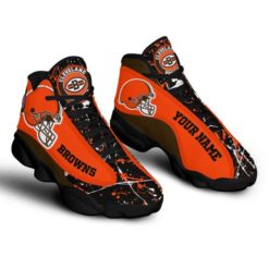 NFL Personalized Your Name Cleveland Browns Air Jordan 13 Shoes - Men's Air Jordan 13 - Black
