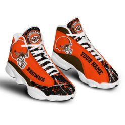 NFL Personalized Your Name Cleveland Browns Air Jordan 13 Shoes - Men's Air Jordan 13 - White