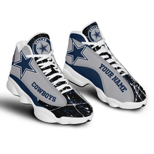 NFL Personalized Your Name Dallas Cowboys Air Jordan 13 Shoes - Men's Air Jordan 13 - White