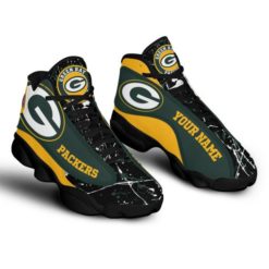 NFL Personalized Your Name Green Bay Packers Air Jordan 13 Shoes - Men's Air Jordan 13 - Black
