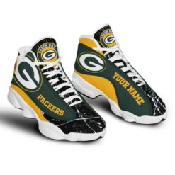 NFL Personalized Your Name Green Bay Packers Air Jordan 13 Shoes - Men's Air Jordan 13 - White