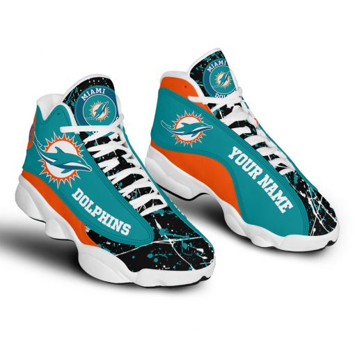 NFL Personalized Your Name Miami Dolphins Air Jordan 13 Shoes - Men's Air Jordan 13 - White