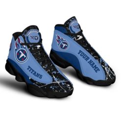NFL Personalized Your Name Tennessee Titans Air Jordan 13 Shoes - Men's Air Jordan 13 - Black