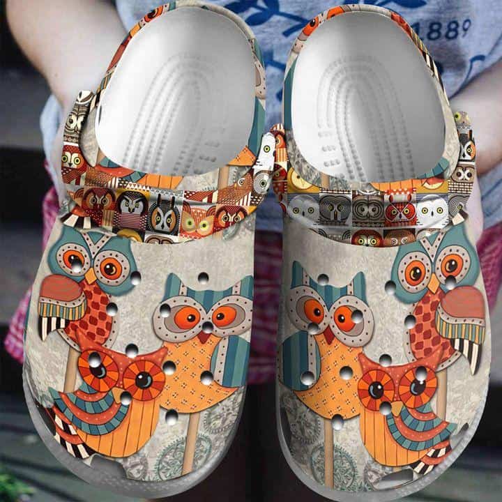 Owl Pattern  Unisex Clog Shoes For Men And Women - Clog Shoes - Gray